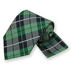 Green Terrier Plaid Tie and Pocket Square Set