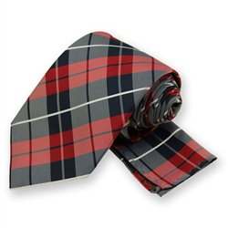 Red Terrier Plaid Tie and Pocket Square Set