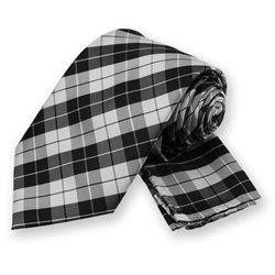 Black Garden Plaid Tie and Pocket Square Set