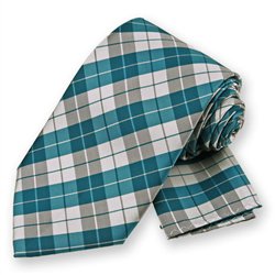 Teal Blue Garden Plaid Tie and Pocket Square Set