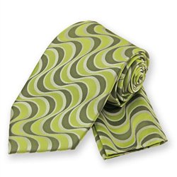 Lime Green Wavy Retro Print Tie and Pocket Square Set