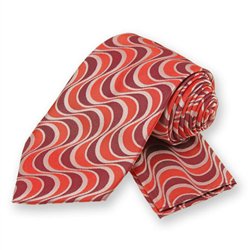 Poppy Wavy Retro Print Tie and Pocket Square Set