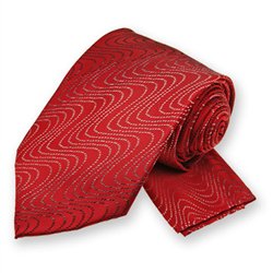 Red Ombre Wave Tie and Pocket Square Set