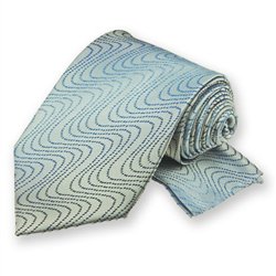Silver Ombre Wave Tie and Pocket Square Set