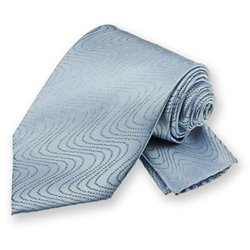 Pale Blue Ombre Wave Tie and Pocket Square Set