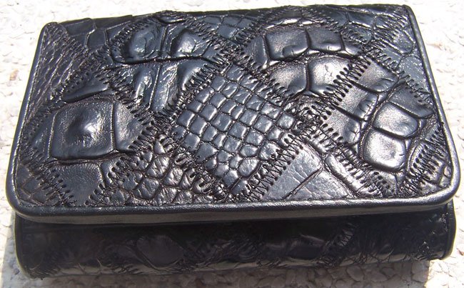 100% Genuine Black Crocodile 3 Folds Wallet