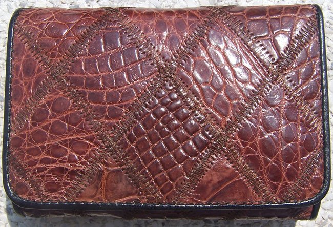 100% Genuine Brown Crocodile 3 Folds Wallet
