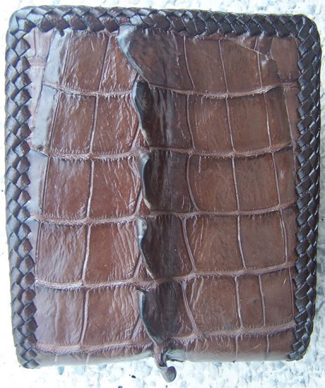 100% Genuine Stitch Edge Big Tail Dark Brown Crocodile skin wallet
