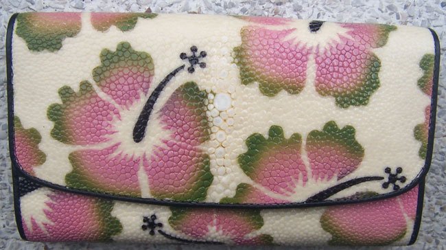 100% Genuine Long Chinese Rose Stingray Lady Wallet