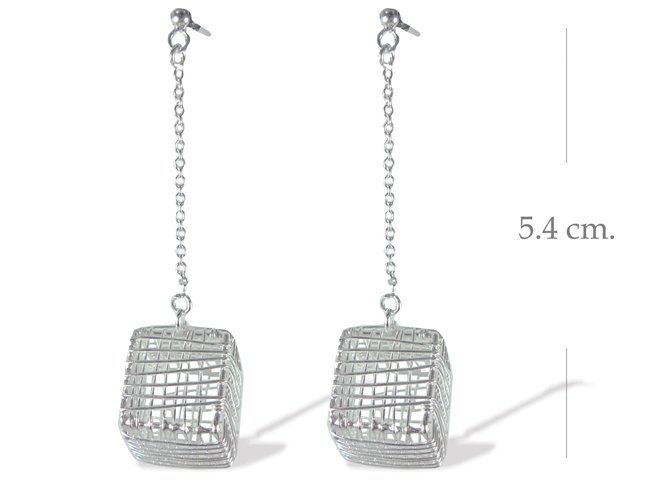925 Sterling Silver Box Wire Dangle Earrings