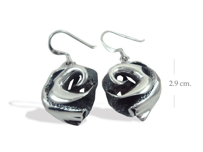 Modern Sterling Silver Rose Dangle earrings