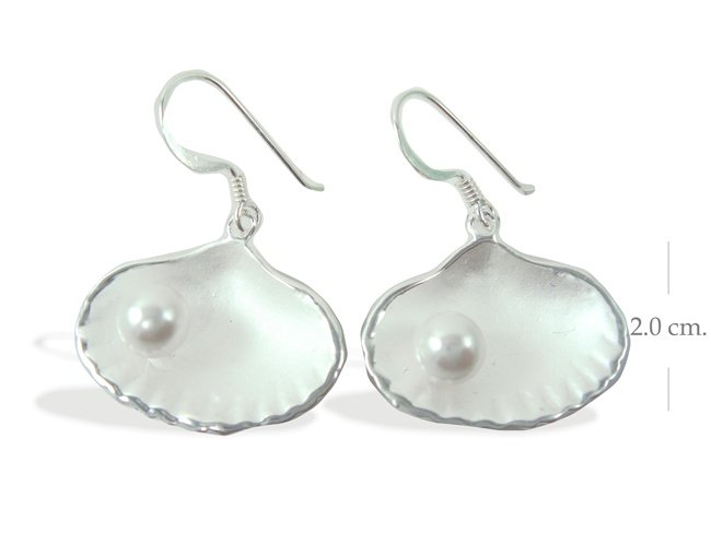 Shell Sterling Silver with Pearl Dangle earrings