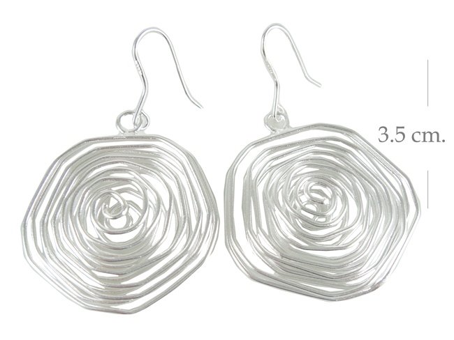 Sterling Silver Round Wavy Wire Dangle Earrings