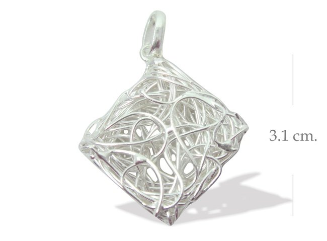 925 Sterling Silver Wire Square Hand Made Pendant