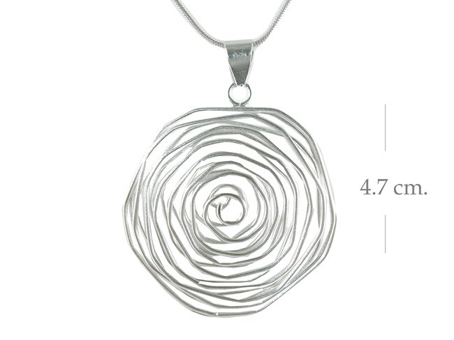 Sterling Silver Round Wavy Wire Pendant