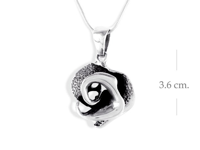 Vintage Black Rose 925 Sterling Silver Pendant