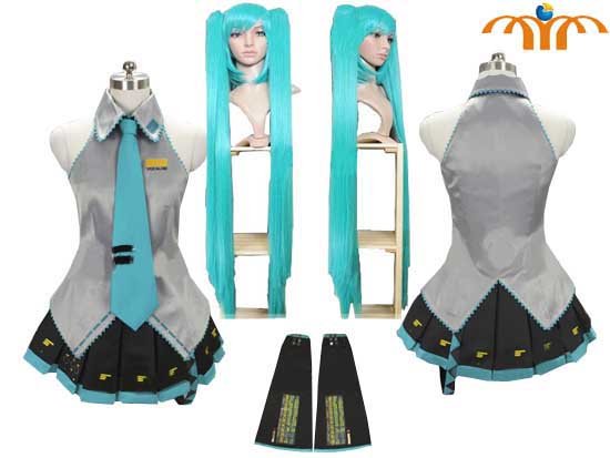 Miku Hatsune Cosplay Costume 2, With Wig, Any Size!