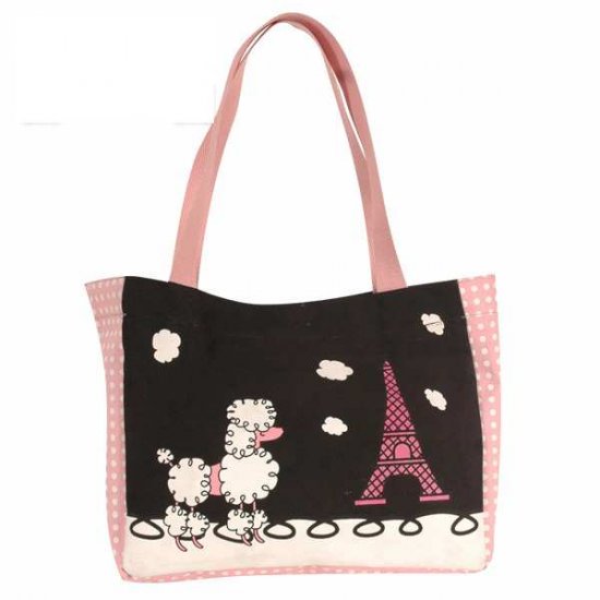 Canvas Handbag - Printed Poodle Design