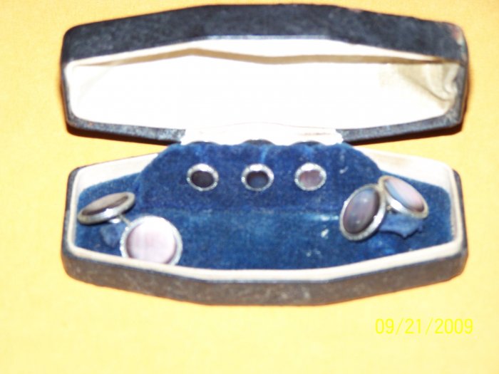 Vintage cuff links and button links with original box