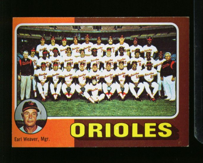 1975 TOPPS MINI #117 ORIOLES TEAM CARD WEAVER NM