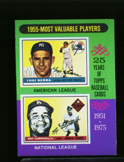 1975 TOPPS MINI #193 MVP'S BERRA AND CAMPANELLA YANKEES NM