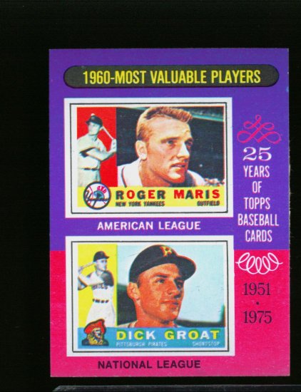 1975 TOPPS MINI #194 MVP'S GRAOT AND MARIS YANKEES NM