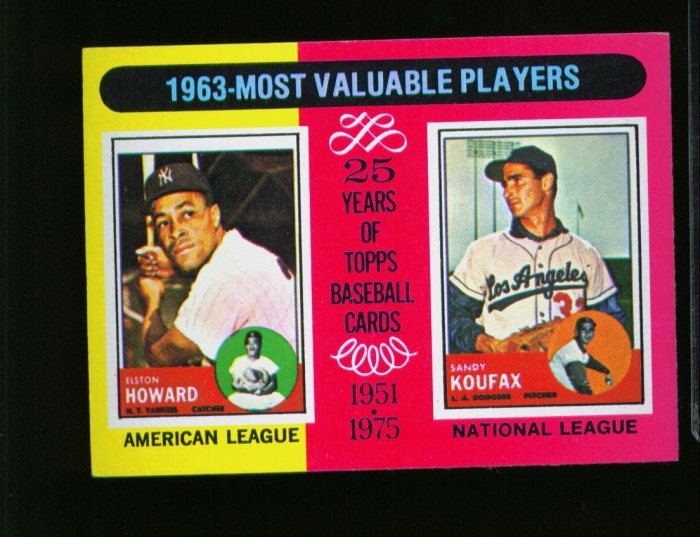 1975 TOPPS MINI #201 KOUFAX AND HOWARD DODGERS AND YANKS NM-MT