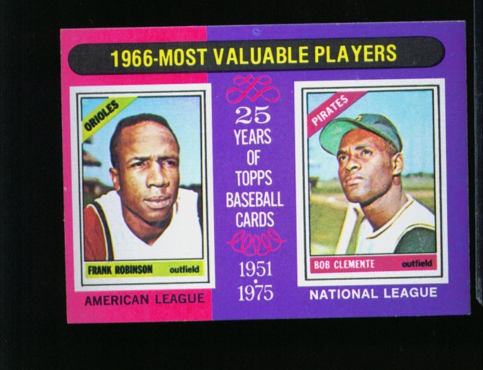 1975 TOPPS MINI #204 MVP ROBINSON AND CLEMENTE PIRATES NM-MT