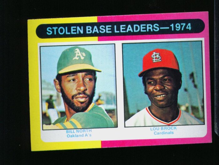 1975 TOPPS MINI #309 LDRS NORTH AND BROCK CARDINALS NM
