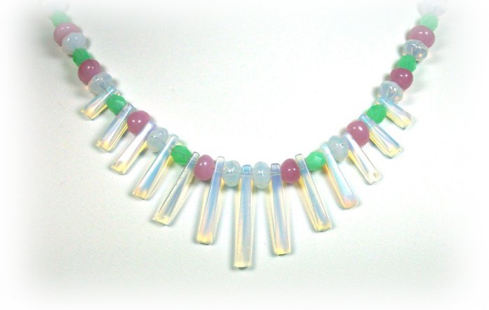 Fringed Pastels Opalite Handcrafted Glass Necklace