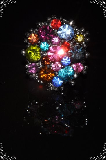 Rainbow color layered crystal ring R1232