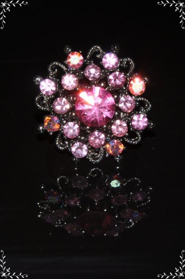 Crystal flower ring in pink R1235