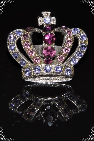 Three tone purple crystal crown ring R1250