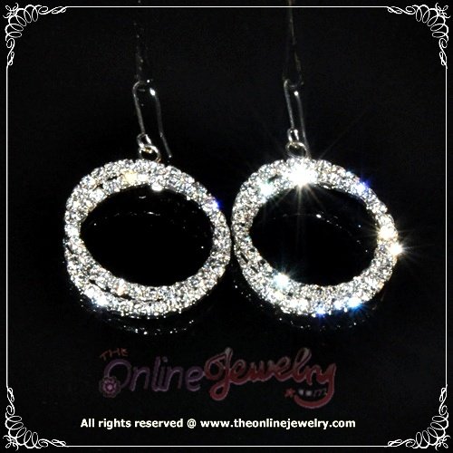 Double hoop clear crystal rhinestone sparkling dangle earrings E3005