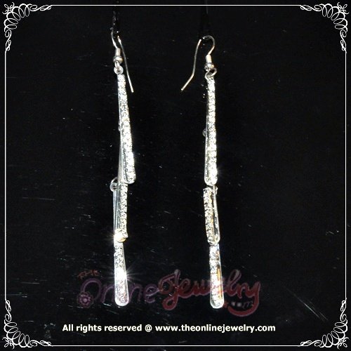 Unique design three striples clear crystal rhinestone sparkling evening dangle earrings E3015