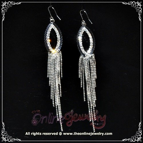 10cm long oval dangling clear crystal rhinestone sparkling bridesmaid prom earrings E3023