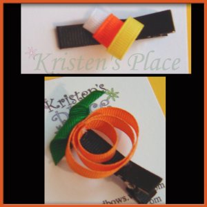 Halloween Hair Clippies - U Choose - Pumpkin or Candycorn