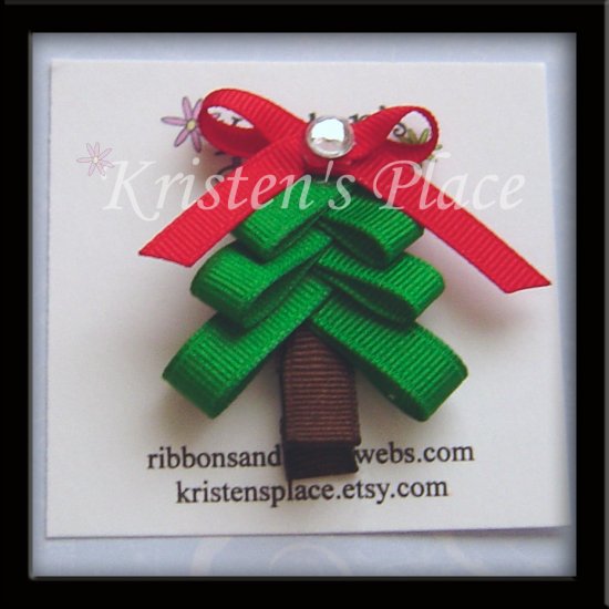 Christmas Tree Clippie - Christmas Hair Clip / Bow