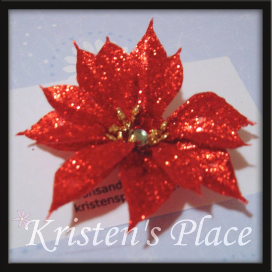 Christmas Flower Clip - Poinsettia Hair Clip