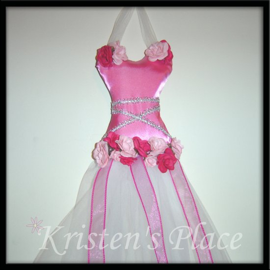 Mini Tutu Hair Bow Holder / Wall Decoration - Pink and White