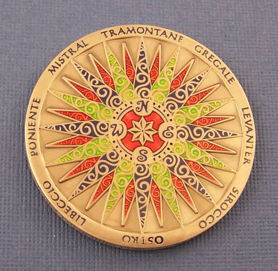 2009 Compass Rose Geocoin Antique Silver