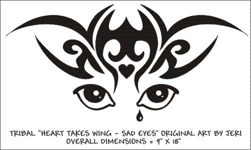 Heart Takes Wing Sad Eyes Vinyl Graphic Decal Sticker For Car, Truck Or Van