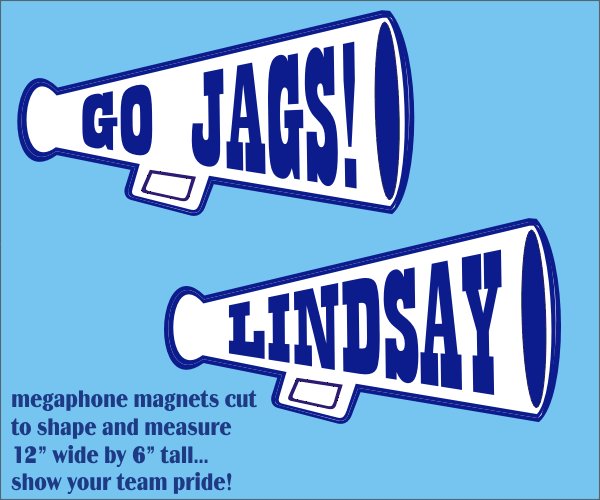 Personalized Pair of Megaphone Cheering Magnets