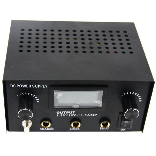 Black Color Dual LCD Digital Tattoo Power Machine Gun Supply WS-P006 LO