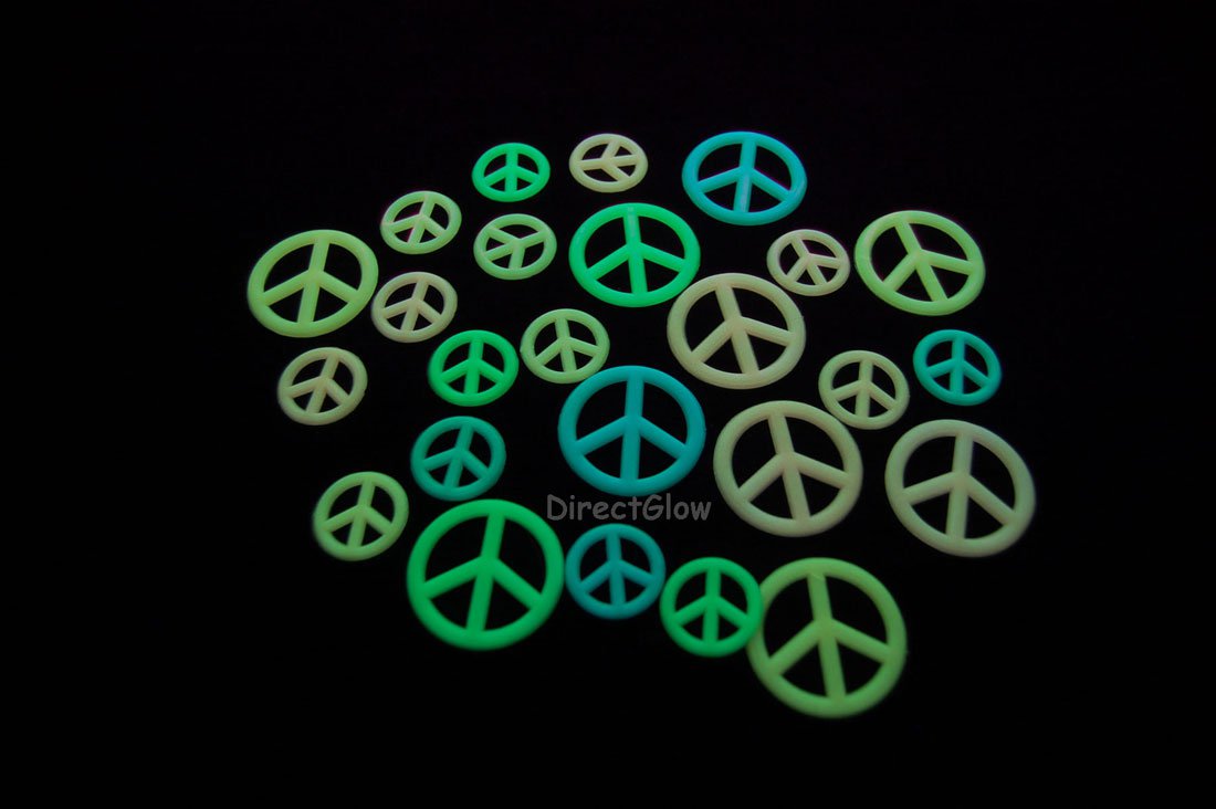 24 Piece Glow in the Dark Peace Signs