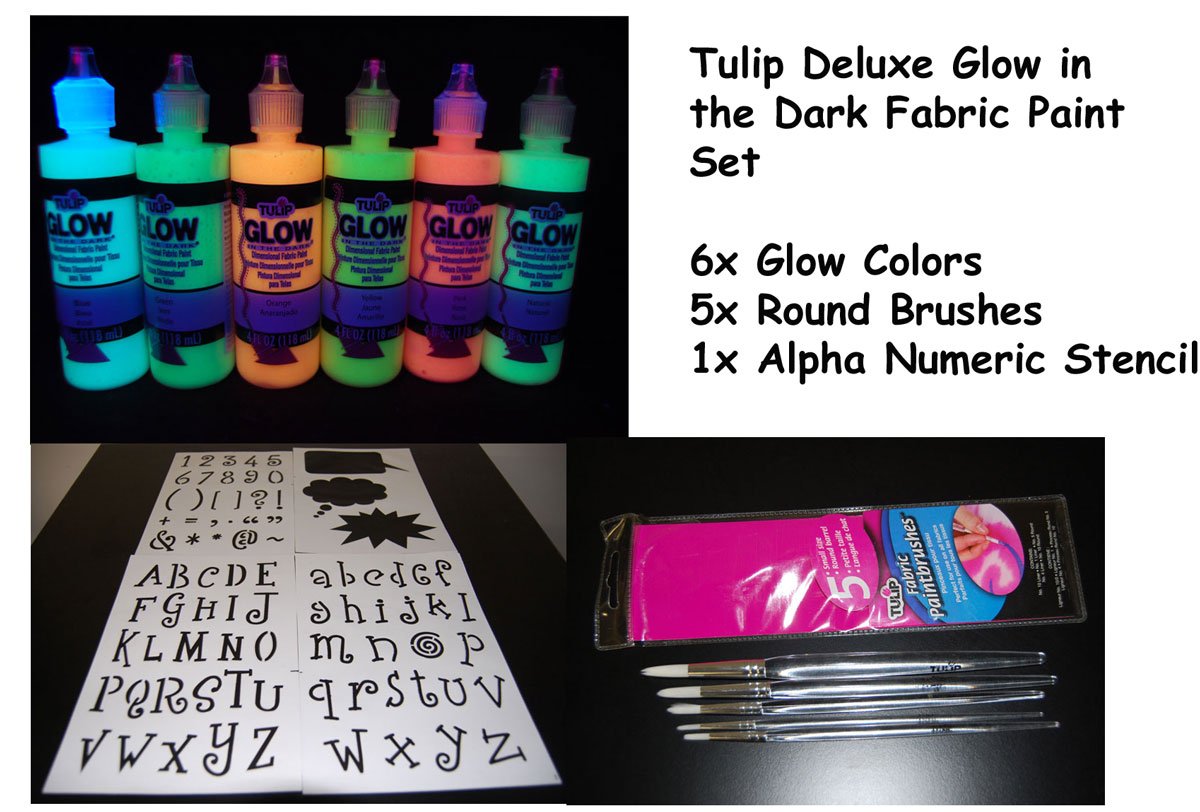 tulip 4oz deluxe glow in the fabric paint combo set tulip 4oz deluxe glow in the fabric paint combo set