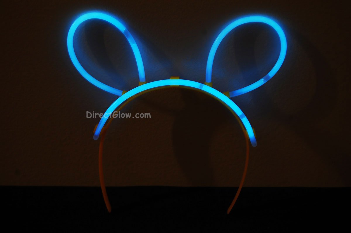 Set of 5 White (Tinted Blue) Glow Bunny Ears