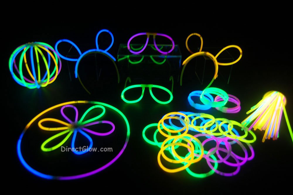 100- 8" Assorted Glow Stick Bracelets Party Pack