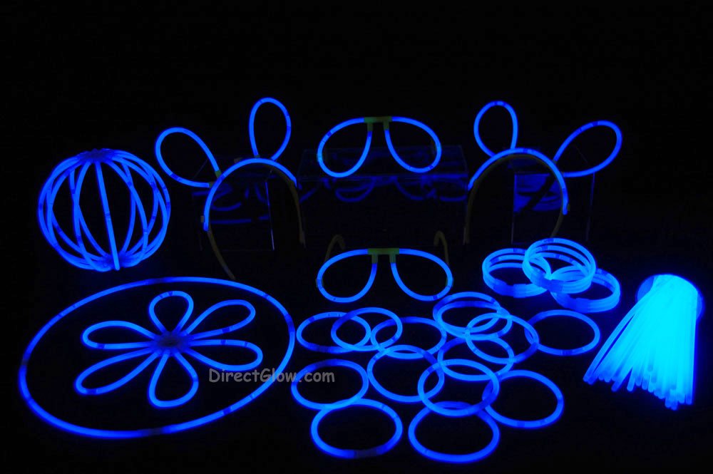 100- 8" Blue Glow Stick Bracelets Party Pack