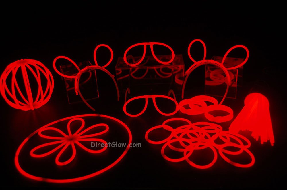 100- 8" Red Glow Stick Bracelets Party Pack
